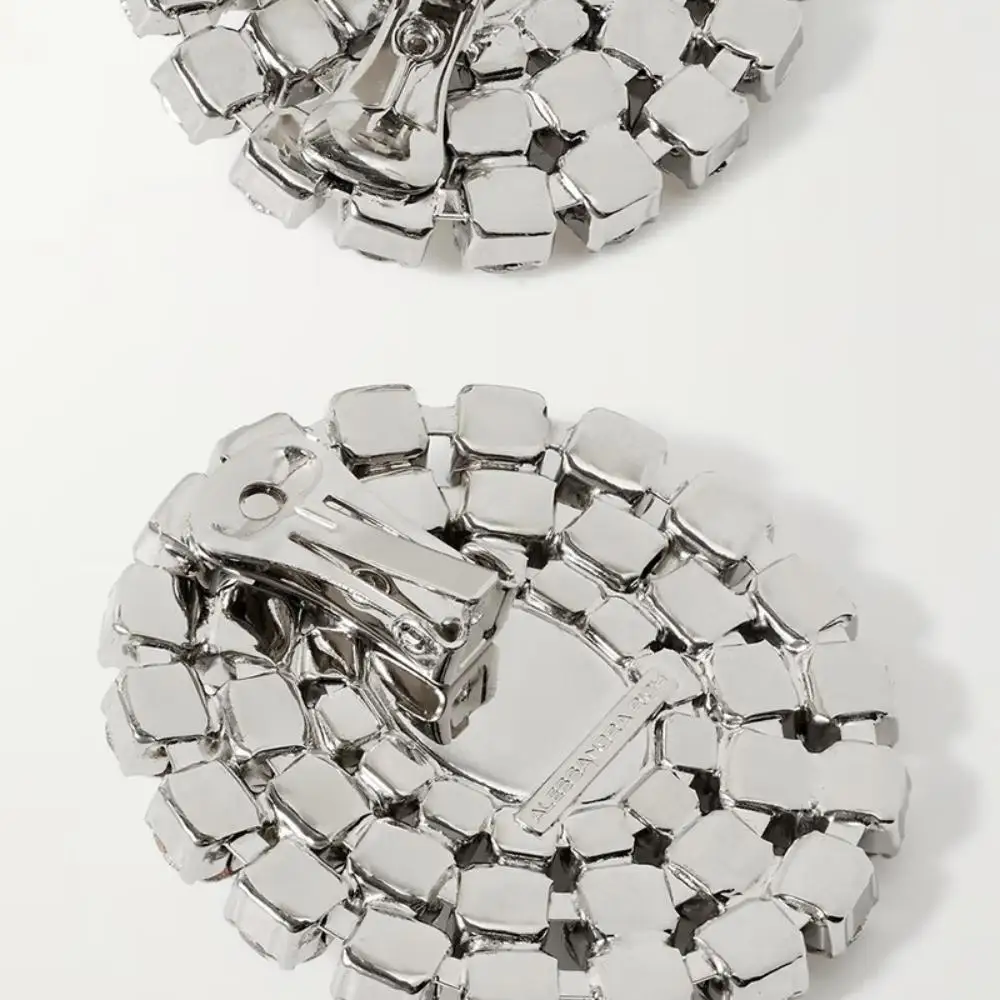 مشبك أذن مستدير من اللؤلؤ للنساء ، غير ثاقب ، مشابك أقراط من حجر الراين ، أنيقة ، تضمين ، بيان زفاف ، مجوهرات #5