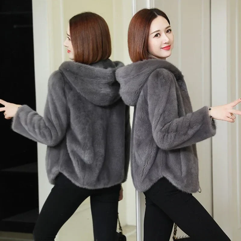 New Plush Thickened Hoodies Double-sided Coral Velvet Winter Loose Hooded Warm Sweatshirts for Women\'s Zippered Lamb Wool Jacket