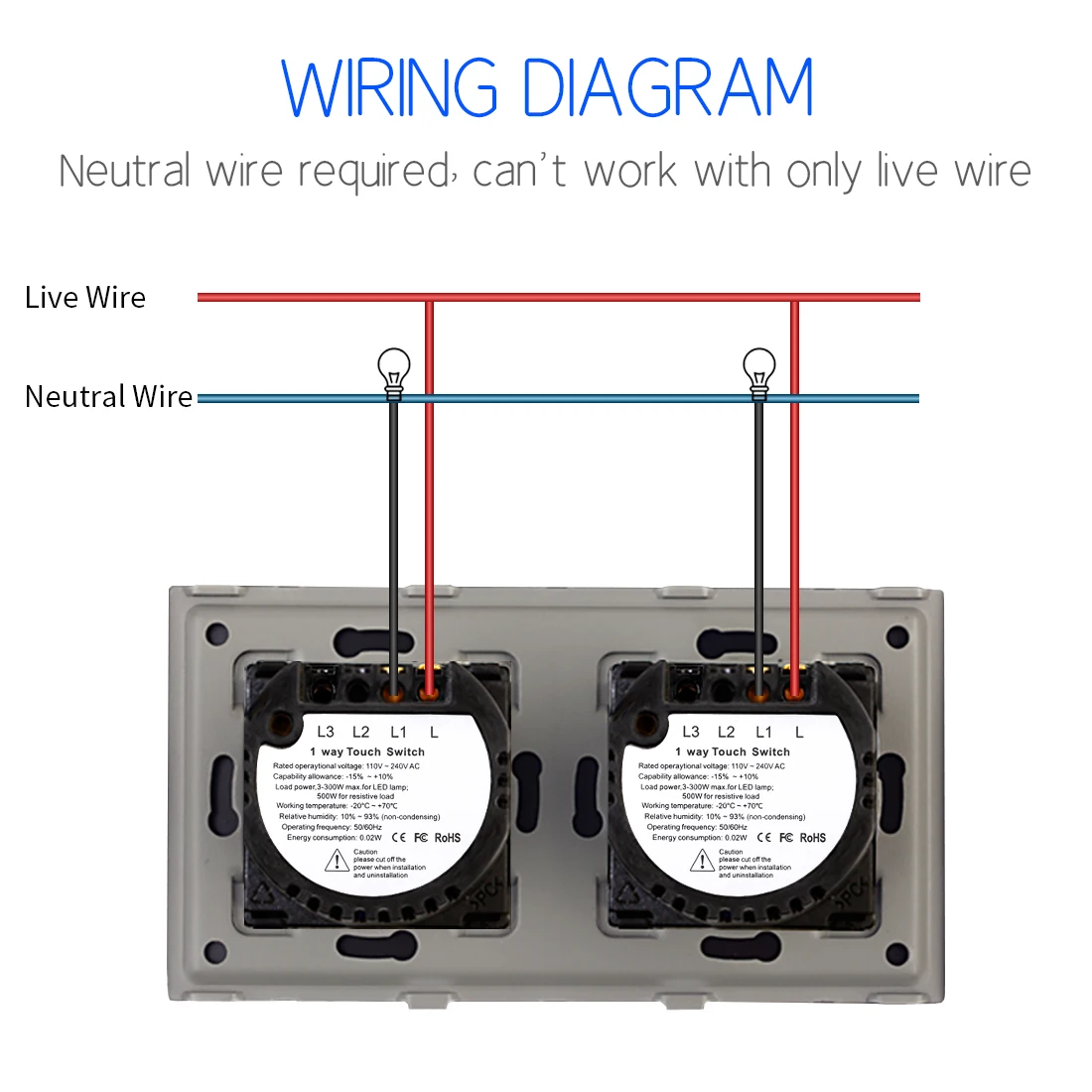 DAJIMEI Wall Touch Switch 2/4/6 Gang 1 Way EU Standard Touch Sensor Switches Glass Panel for Home Improvement