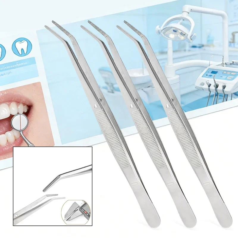 

3PCS Surgical Grade Dental Cotton Roll Clip Stainless Steel Tweezers Nippers for Medical Dental Implant Instruments