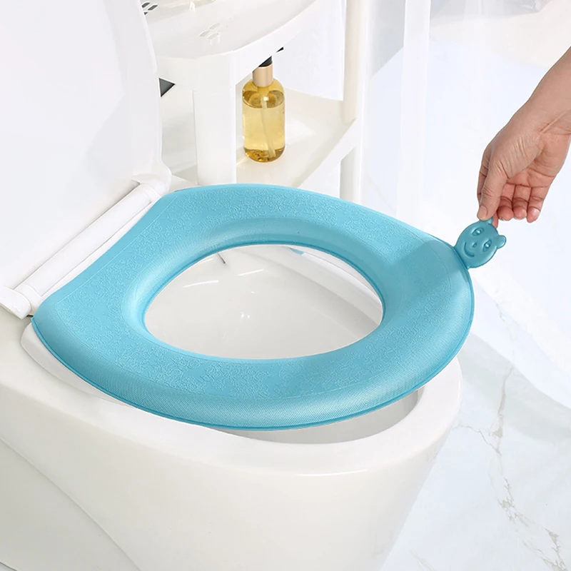 1Pc EVA Waterproof Toilet Seat Cover Thickened Four Seasons Universal Toilet Seat Cushion Paste Type Toilet Cushion Accessories