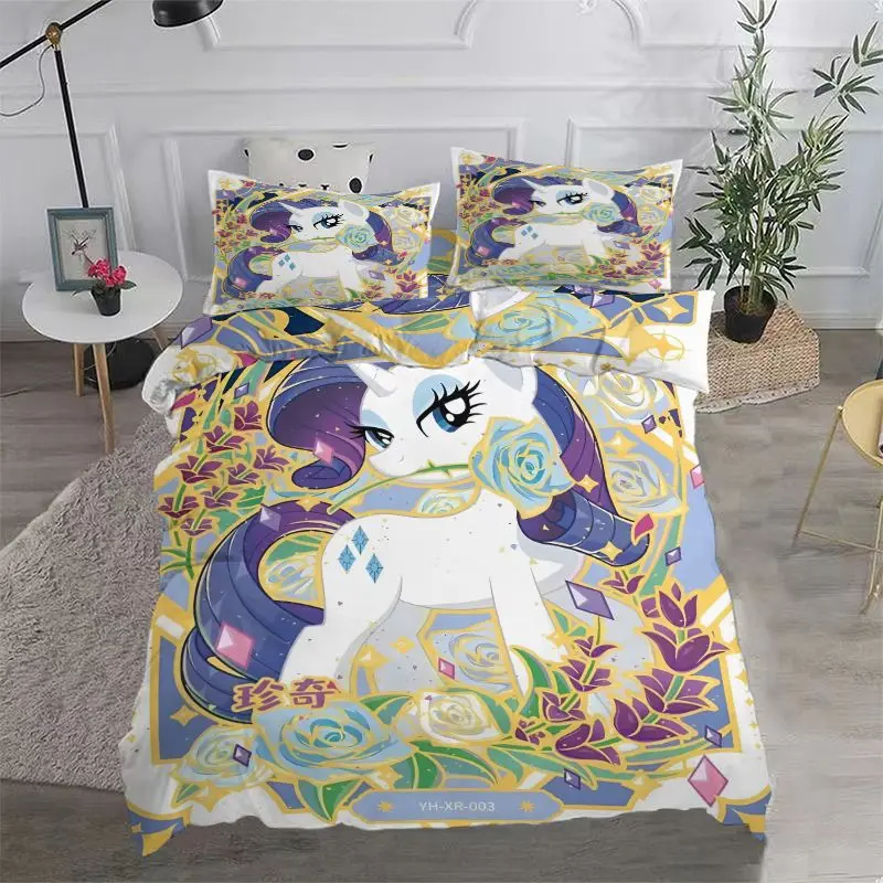 My Little Pony Animation Peripherals Twilight Sparkle Pinkie Pie Cartoon Printed Sheets and Quilt Covers Four-piece Bedding Set