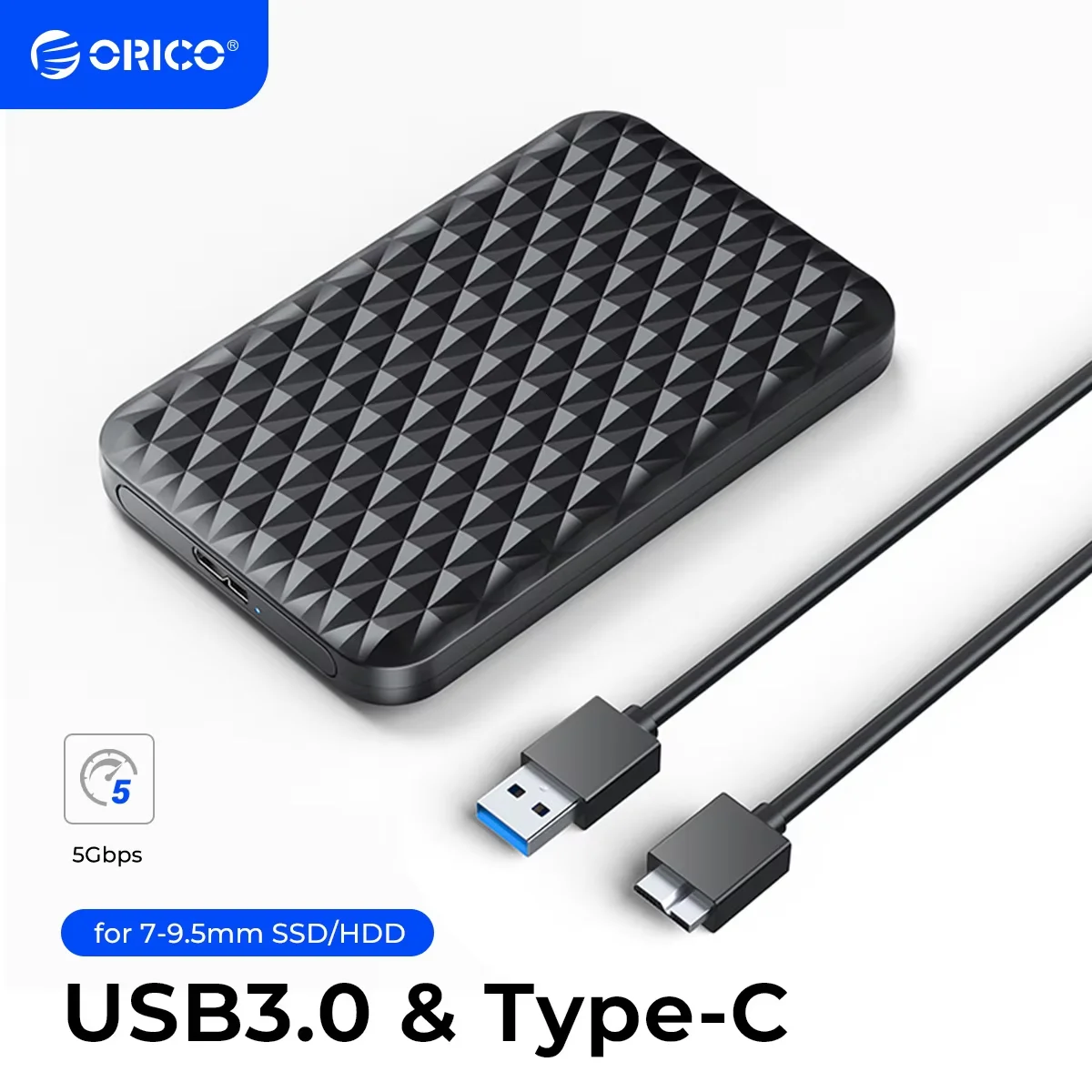 Orico caso hdd externo 2.5 "caixa hdd usb 3.0 para sata 5gbps caso de disco rígido para 7-9.5mm 2.5 polegada sata hd externo para pc