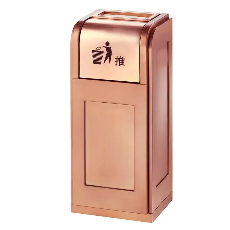 2026 Wholesale Custom Recycling Metal Stainless Steel Hotel Ashtray Trash Can Rectangular Lobby Indoor Waste Bin