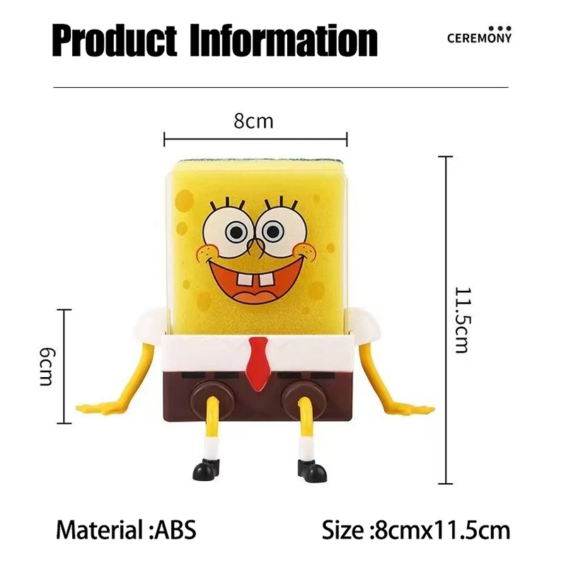 SpongeBob SquarePants Dish Washing Brush Sponge Kitchen Supplies Drain Rack Cleaning Dishes Brushes Reusable Sponge Brush