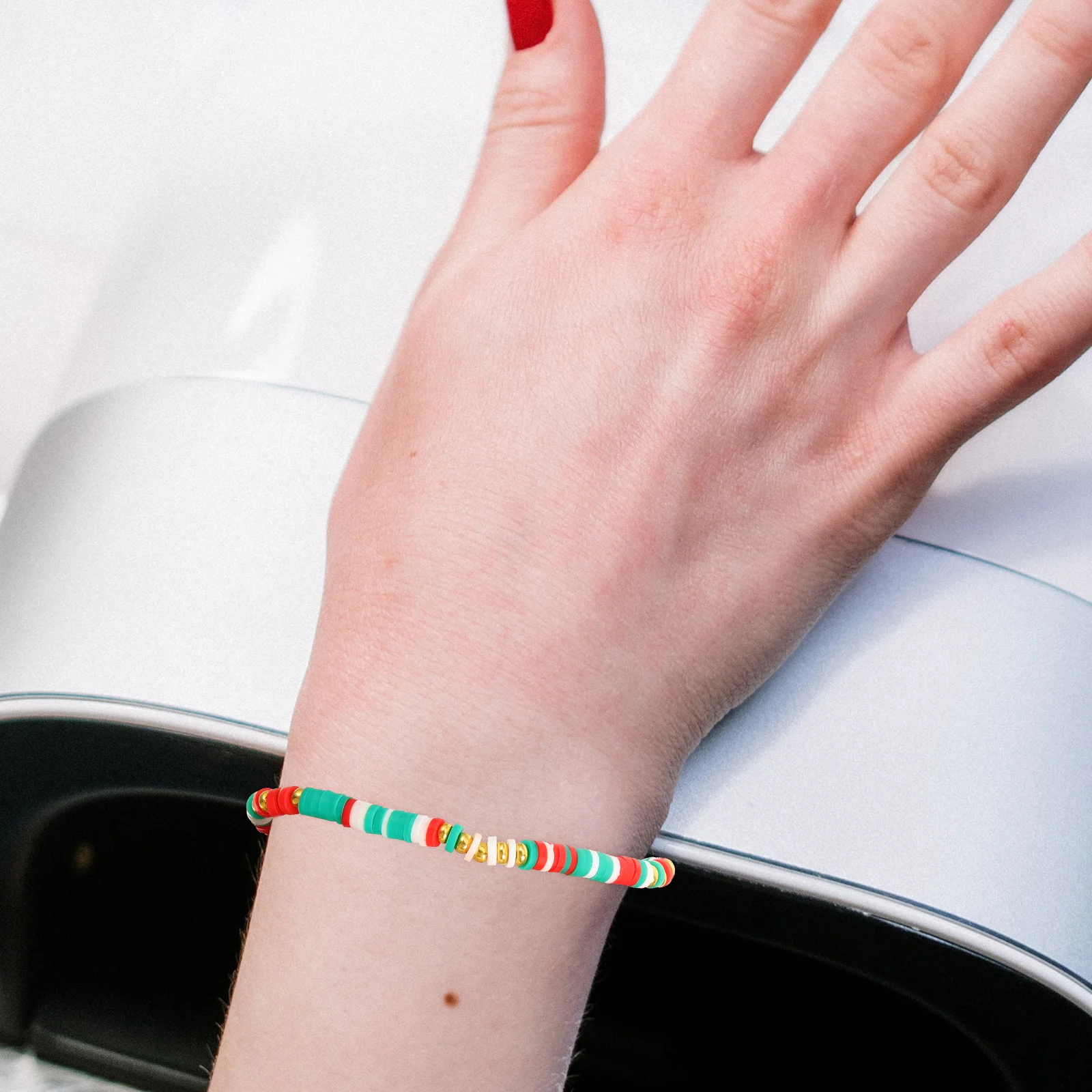 3 pezzi decorazioni natalizie alla moda braccialetto di perline colorate bracciali da donna gioielli perline braccialetti per ragazze con perline per