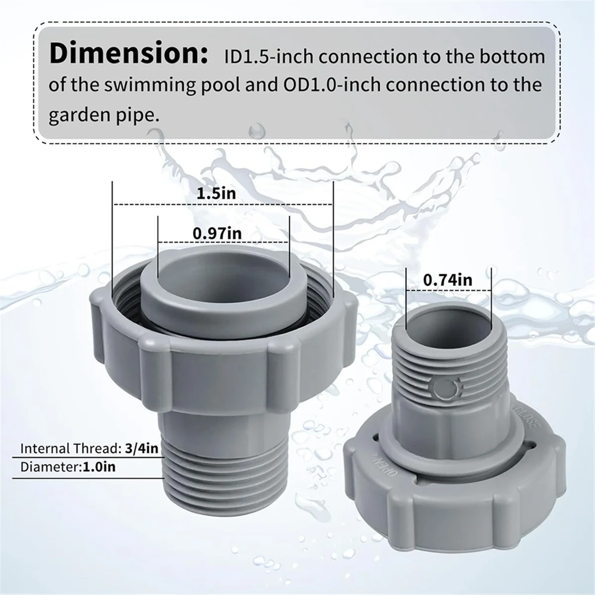 Swimming Pool Drain Fitting Connects for BestWay P6A1420 Coleman Pools, Connect to the Bottom of the Pool