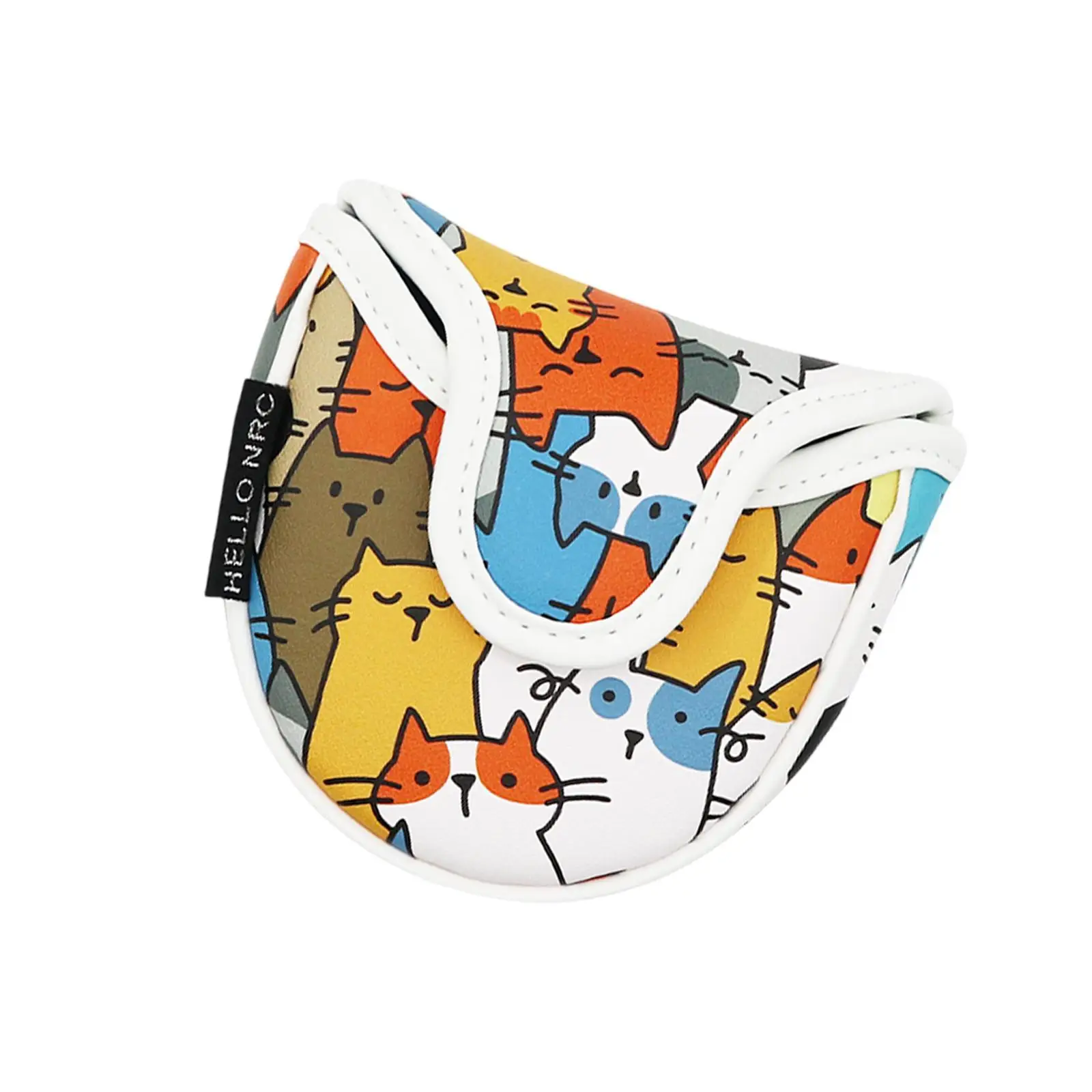 PU Leather Golf Putter Head Cover Waterproof Mallet Protector Cats Pattern Wrap for Golfing Accessories