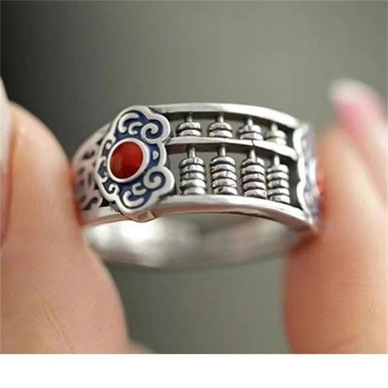 Segensbringender Emaille-Ring mit Glückswolken und Ruyi-Motiv für Damen, Glücksbringer mit Abakus-Münzen, Damenring für den Zeigefinger