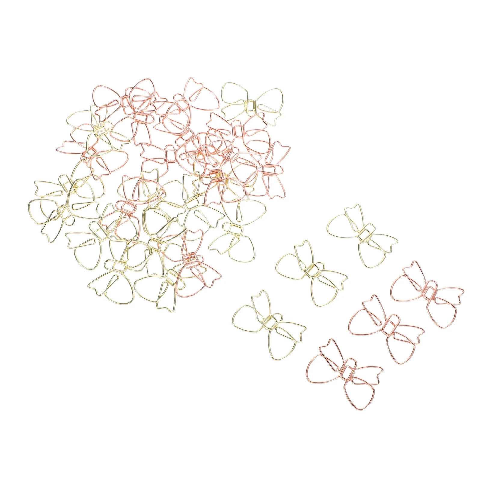 

30pcs Bow Shaped Paper Clips Cute Metal Office Supplies Creative Stationery Unique Bookmarks Decorative Document Organizing
