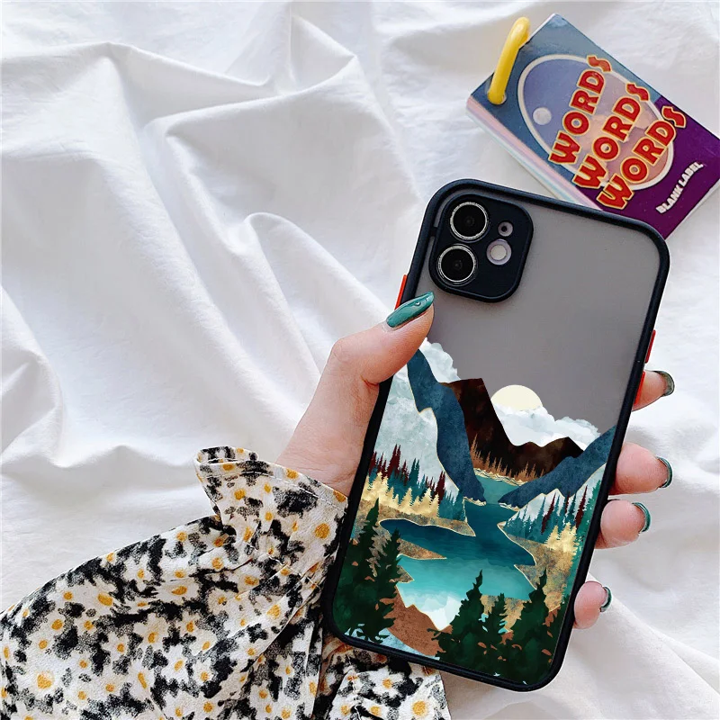 Hand Painted Phone Case For iphone X XS XR Scenery Shockproof Cases For iPhone 15 14 12 13 11 pro MAX Mini 7 8 Plus SE2 Cover