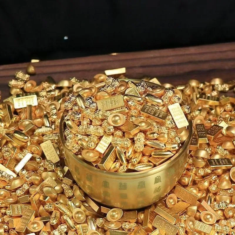 

100 Pcs Imitation Gold Bar Handmade Solid Home Ornaments Alloy Simulation Props Ingot Wealth Recruitment Desktop Ornament