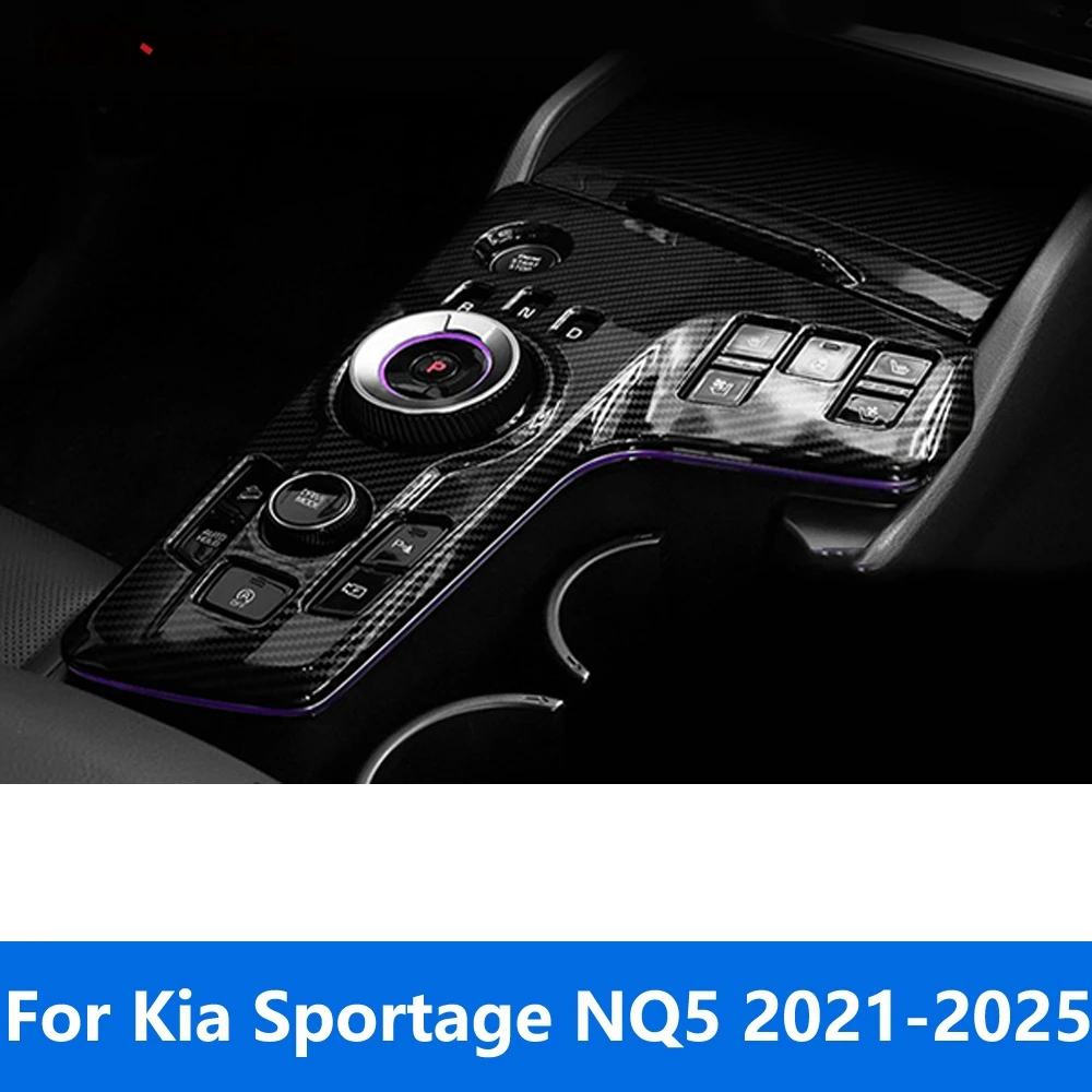 For Kia Sportage NQ5 2021-2023 2024 2025 Carbon Fiber Console Gear Shift Box Cover Trim Decoration Frame Accessories Car Styling