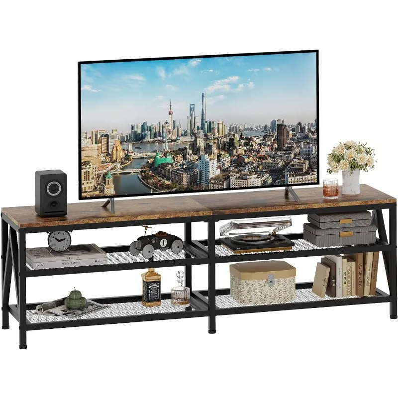 

TV Stand for TV up to 70 Inch, Long 63" Cabinet with 3-Tier Storage Shelves,Entertainment Center Console Table