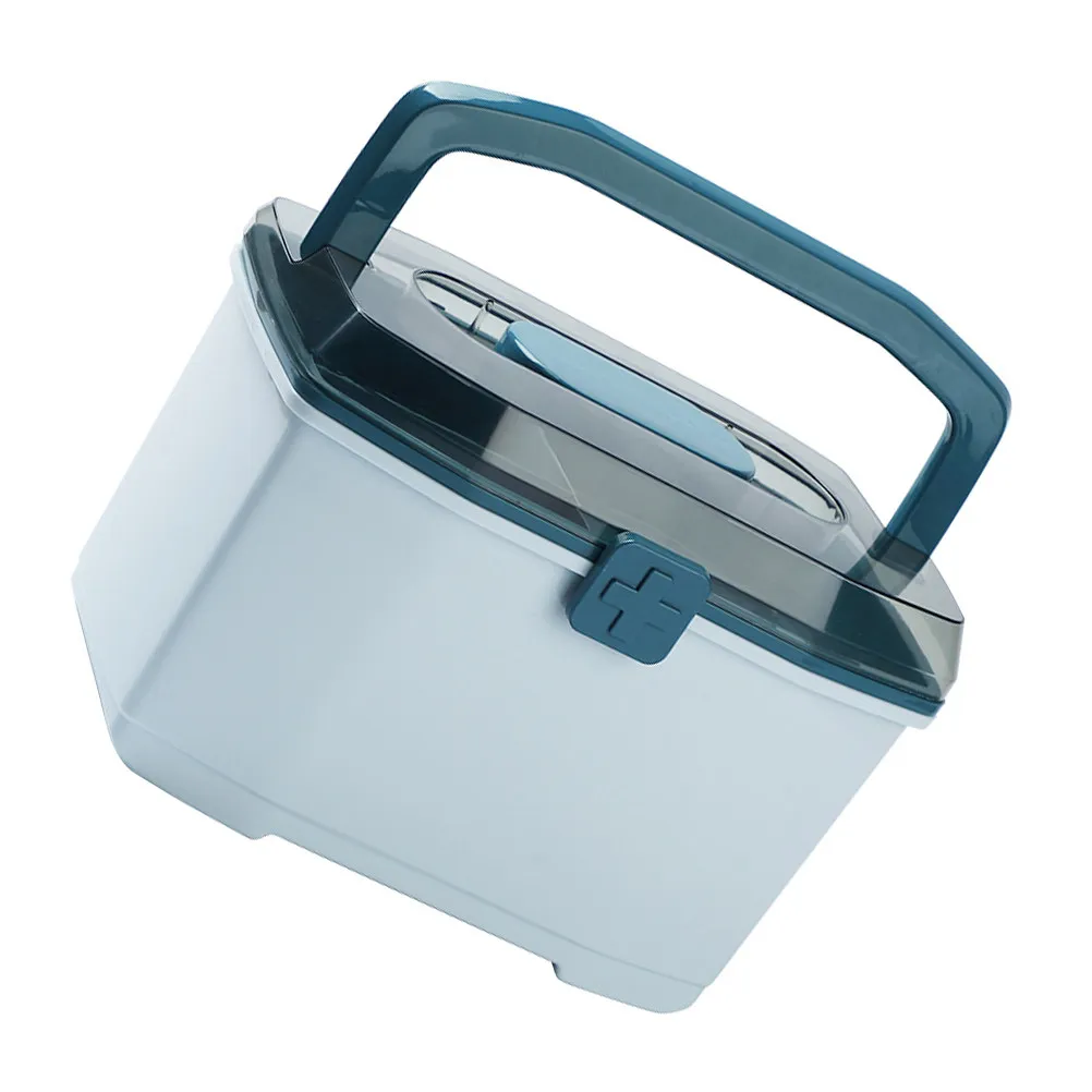 Plastic First Aid Kit Box Sturdy Medicine Organizer Case Lockable Storage for Household Outdoor Travel Use Emergency Case