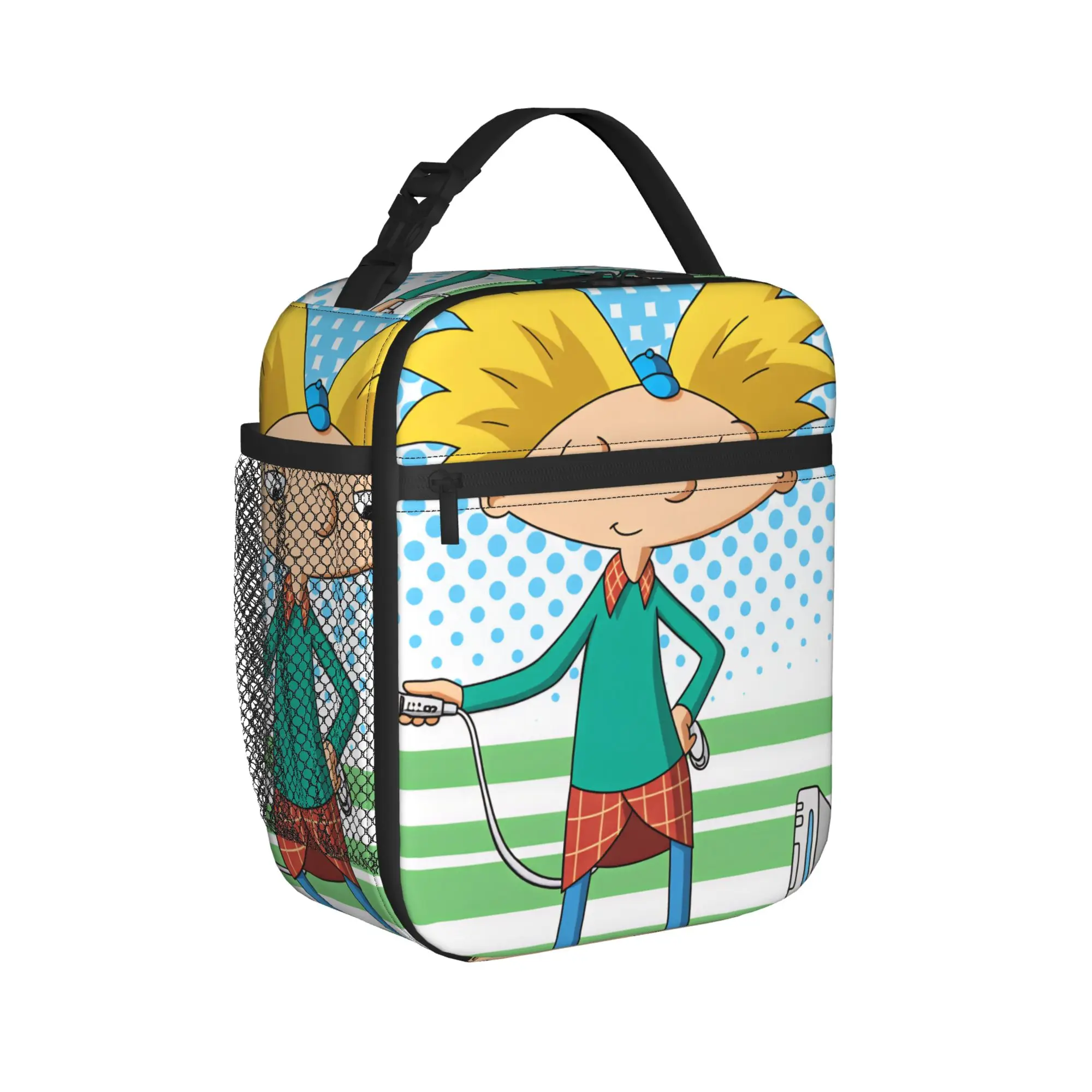 Hey Arnold Anime Lunch Bag  Portable Lunch Box Men Office Print Cooler Bag Fun Oxford Thermal Lunch Bags