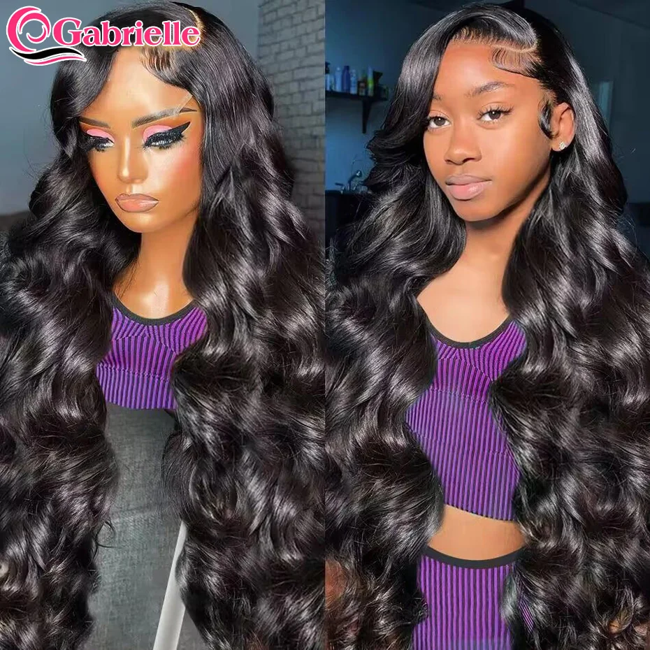 Gabrielle 30 Inch Body Wave 360 Lace Frontal Wig 13x4 Transparent Lace Front Human Hair Wigs for Women Pre Plucked Natural Black