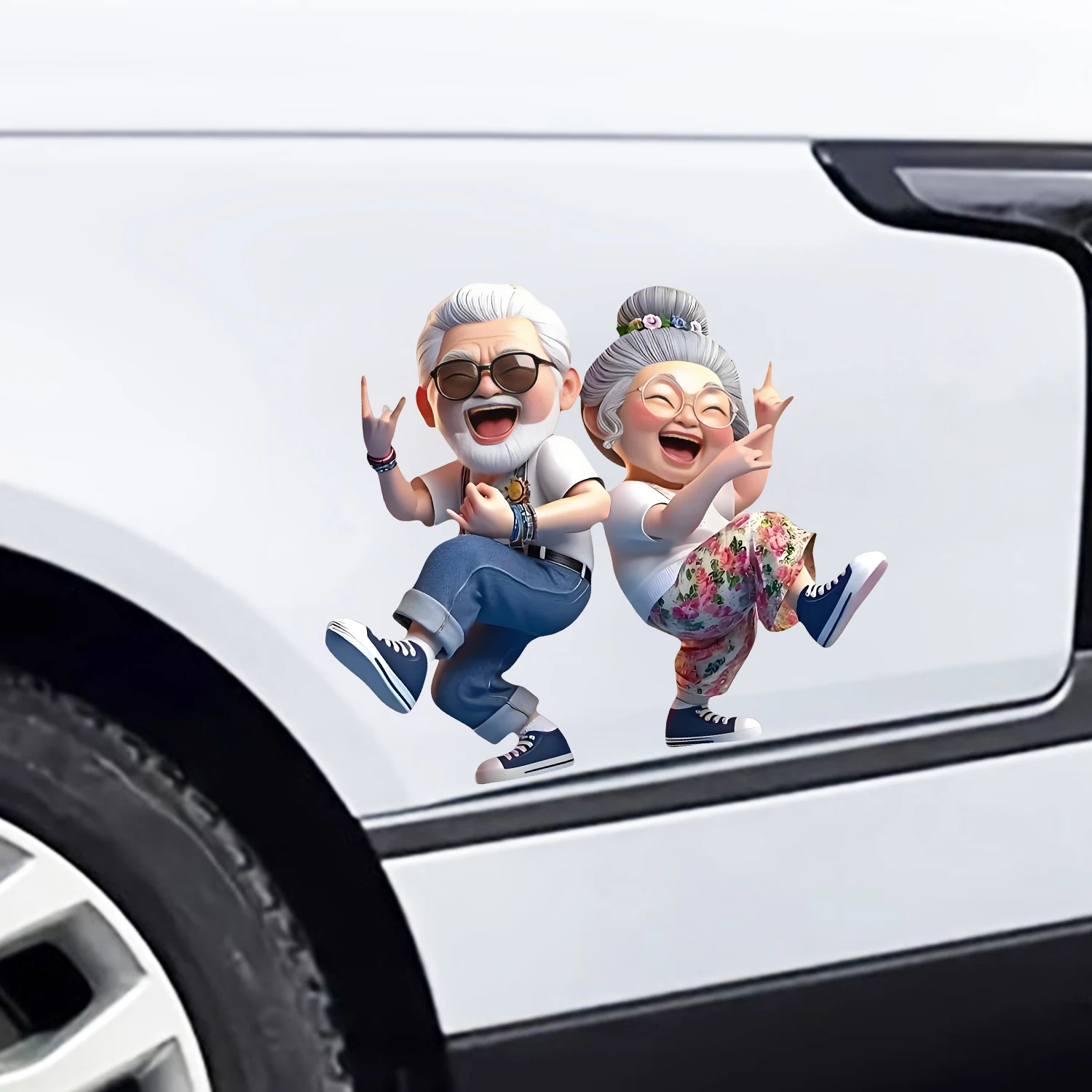 Fun Dancing Senior Couple Vinyl Sticker Waterproof Car Decal For Auto Laptop Bumper Exterior Home Party Decor Accessorie