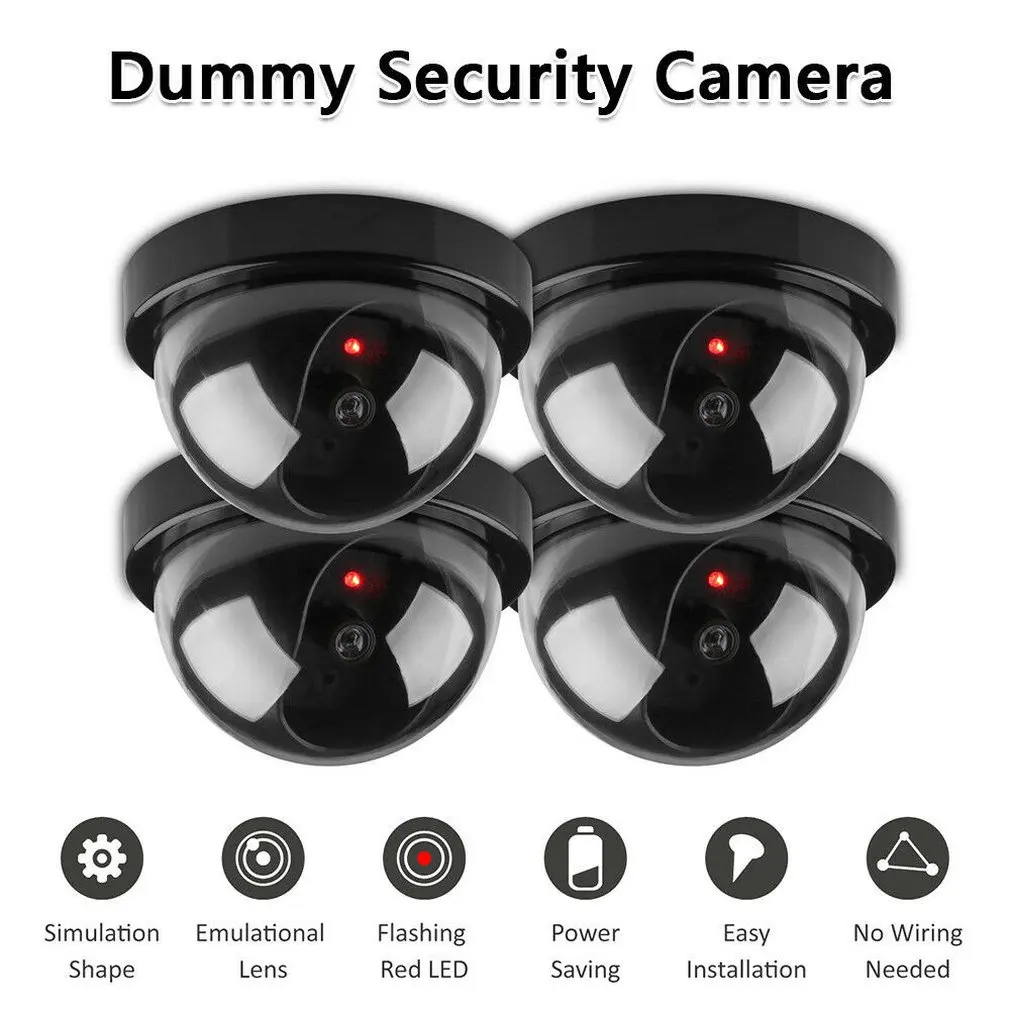 impermeavel falso cctv camera de seguranca com luzes led vermelhas piscando vigilancia inteligente home dome manequim interior e exterior quente 01