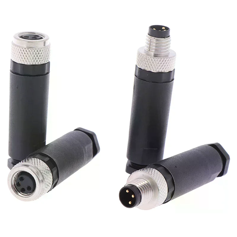 M8 3/4 Pin Sensor Connector Male/Female Straight & Right Angle Plug Industrial Adapter