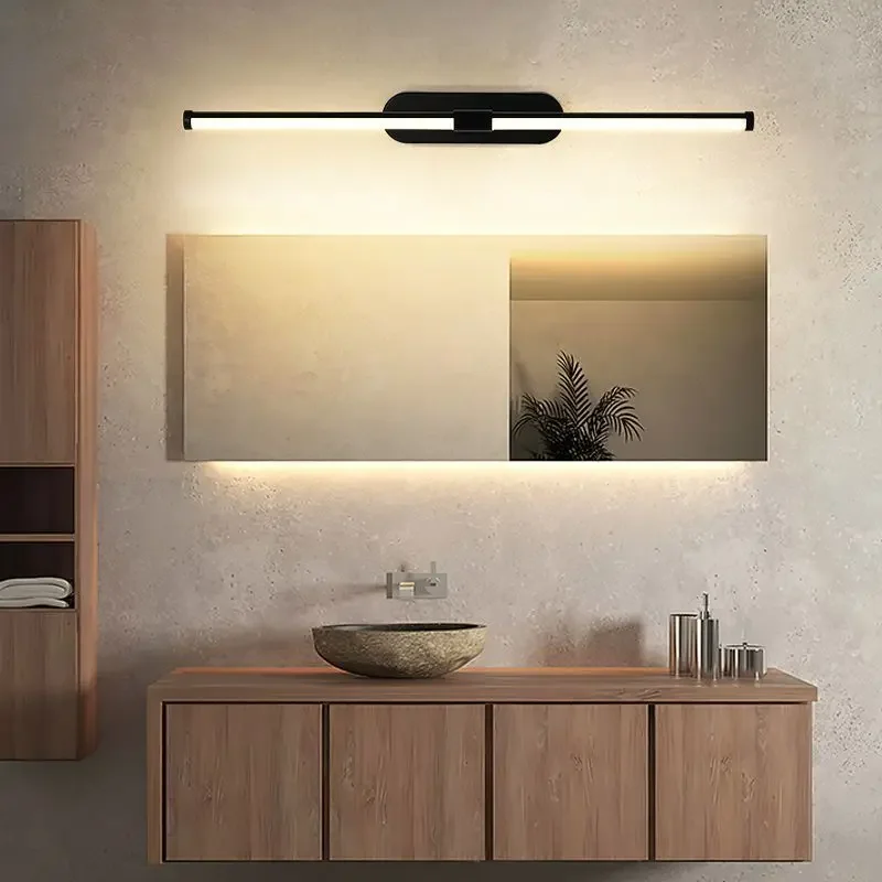 

LED Bathroom Mirror Headlight Simple Waterproof Anti Fog Free Punching Bathroom Mirror Cabinet Cosmetic Mirror Long Lamp