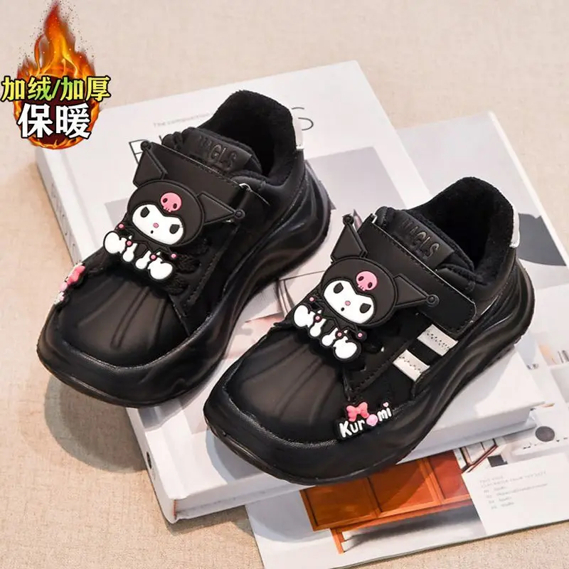 Sanrio Children Warm Casual Shoes Kawaii Kuromi Winter New Girly Heart Cbaby Cotton Sneakers Birthday Gifts for Kids