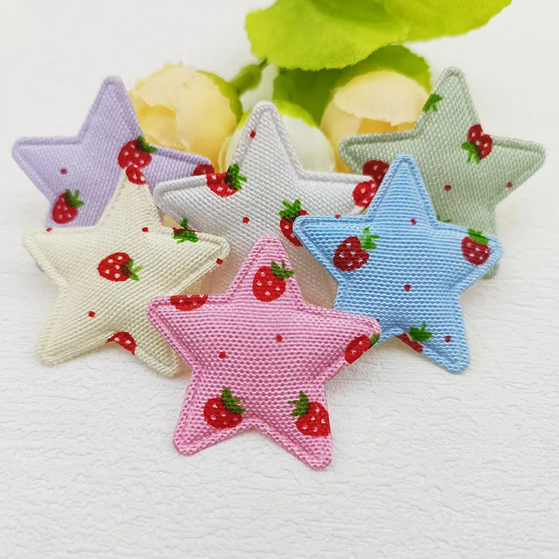 60 Stück, 3,3 cm, niedliche Erdbeer- und Stern-Applikationen zum Aufnähen, für Kinder-Haarreifen, Haarspangen, Accessoires, Hüte und zur Dekoration. – Detail 5