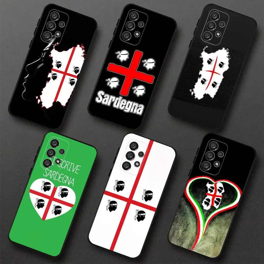 

Flag of Sardinia Phone Case For Samsung S 25,24,23,22,30,21,10,9,Ultra,Plus,Lite,FE,4,5G Black Soft Case