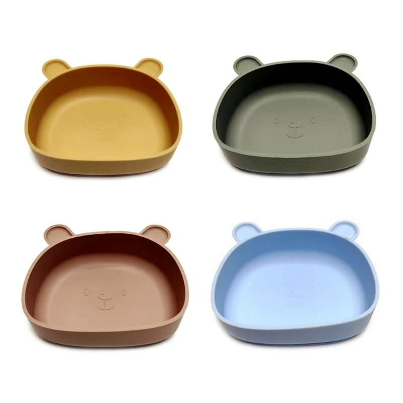 Children's Silicone Meal Plate Baby Complementary Bowl Suction Cup Type Bear Cartoon Dinning Plate Fall Prevent