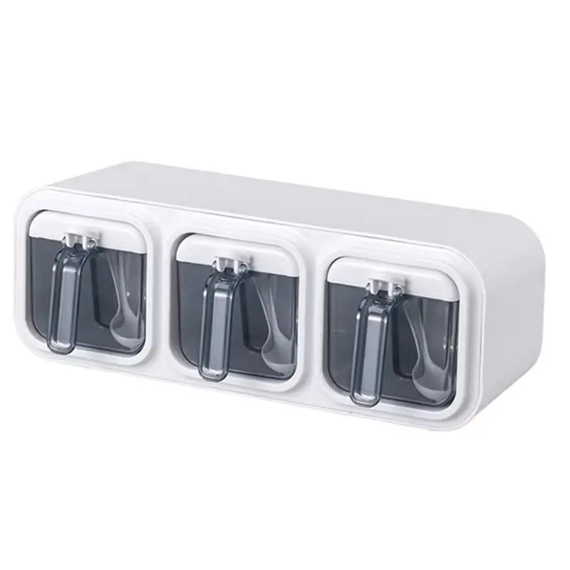 

AEE4-Wall-Mounted Kitchen Seasoning Box Set - Condiment Storage Organizer With Door, Spice Jars For Home,Kitchen Gadgets