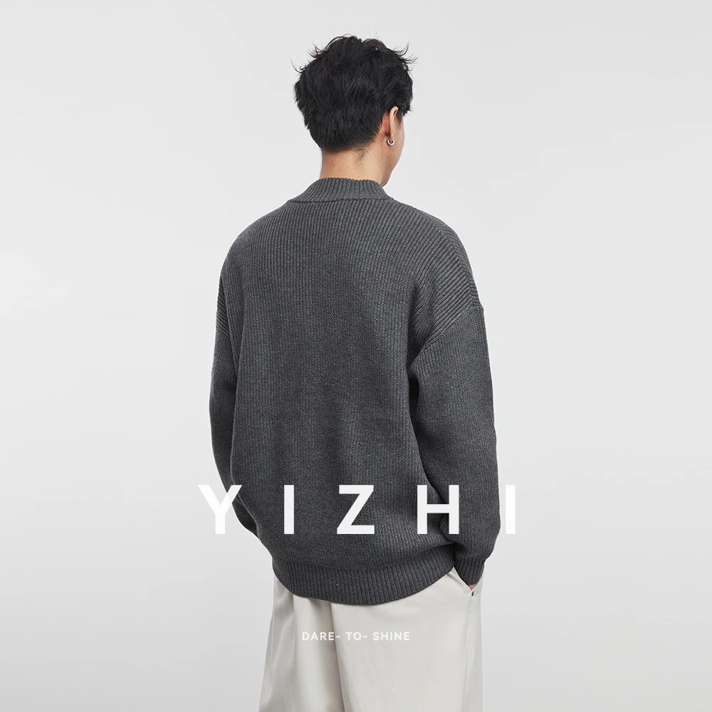 Fashion Men's Half Turtleneck Cardigan Sweater 2025 Spring and Autumn Japanese Style Trendy Jacket Men's Casual Tops