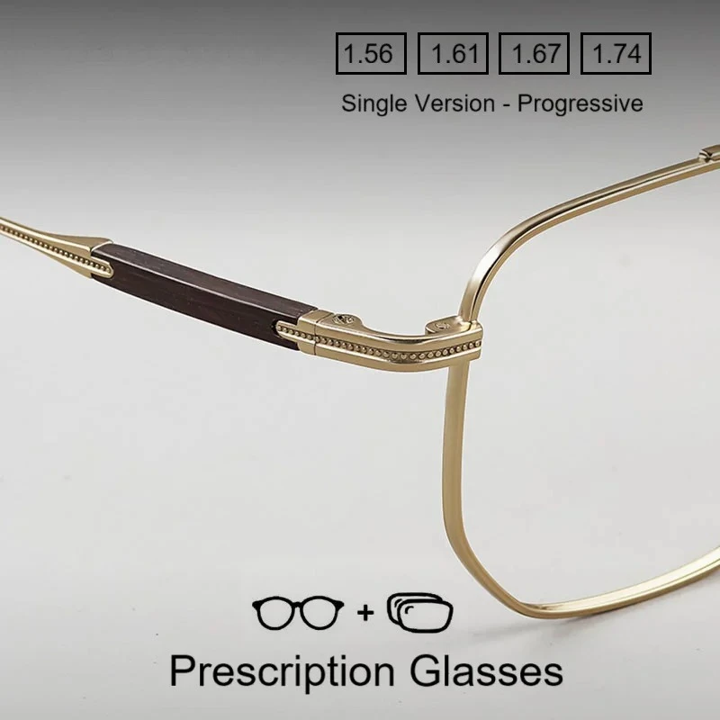 OLLYMURS メンズ純チタンフレームパイロット光学眼鏡処方メガネ抗ブルーライトフォトクロミック近視眼鏡