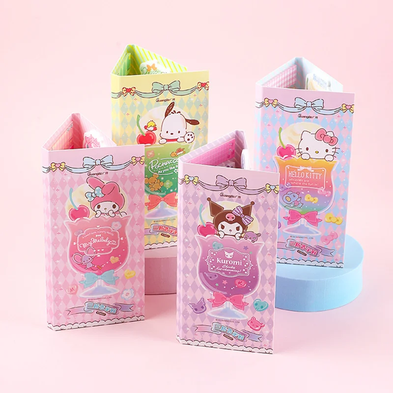 

12pcs/lot Sanrio Kuromi Melody 3 Folding Memo Pad Sticky Notes Cute N Times Stationery Label Notepad Bookmark Post School Supply