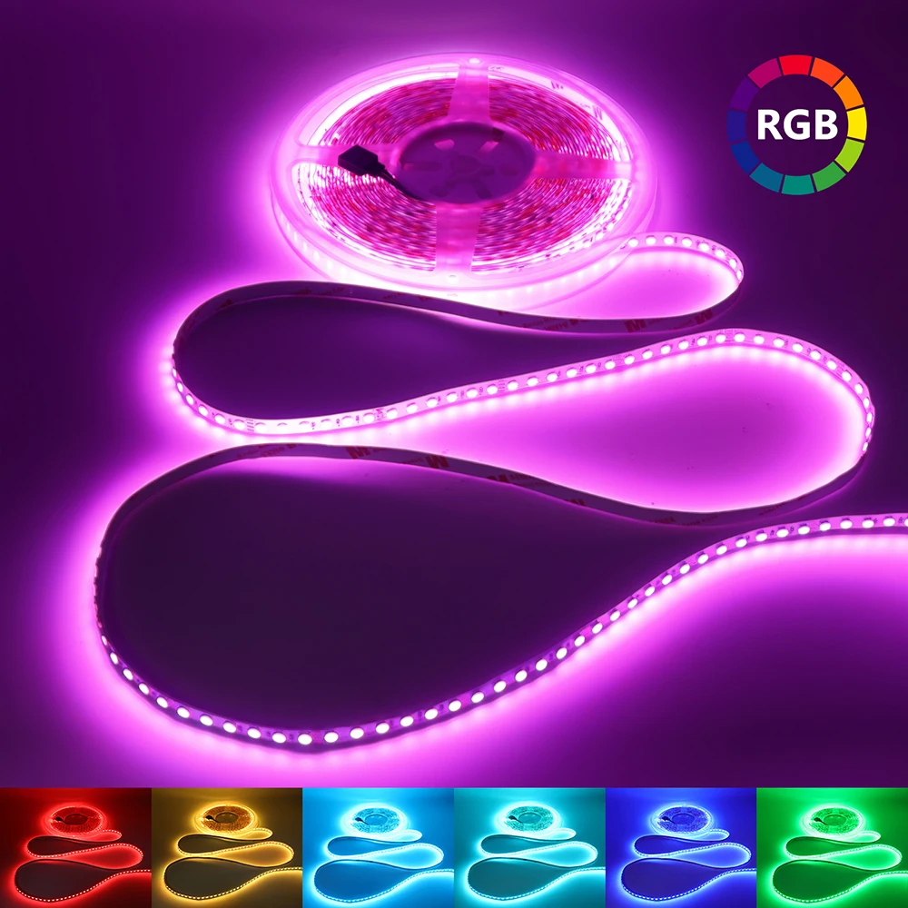 

5mm 8mm PCB 5m RGB LED Light Strip 12V 24V DC SMD 3535 120LEDs/m Flexible Adhesive Tape Lamp for Home Decoration TV Backlights