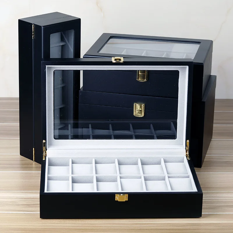 

New Wooden Box Paint 6/10 12/20 Grid Watch Box Case Men's and Women's Jewelry Storage Display Packaging Box Watch Organizer