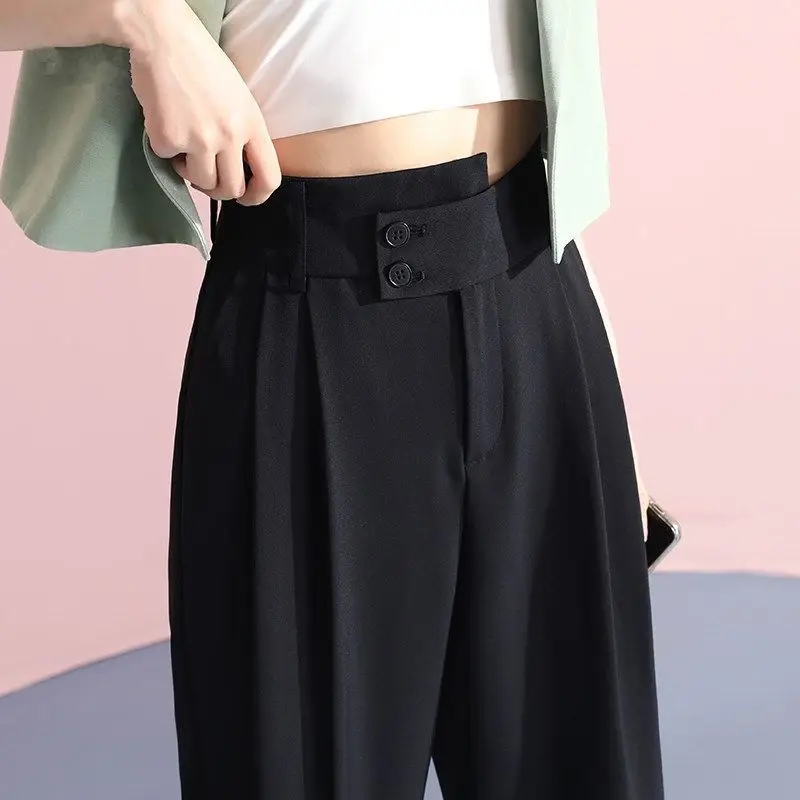 

Black Suit Pants For Women's Summer New Drape Casual Cropped Harun Pants Straight Leg Pants