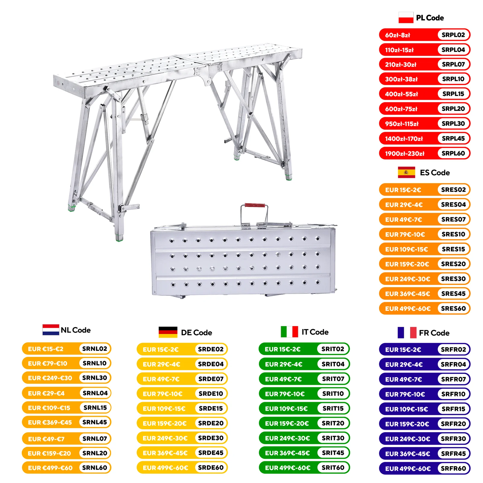 Klappbarer Pferdestuhl, Gerüst, Hebebühne, Dekoration, speziell verstärktes Regal, Bauingenieurladder, höhenverstellbar