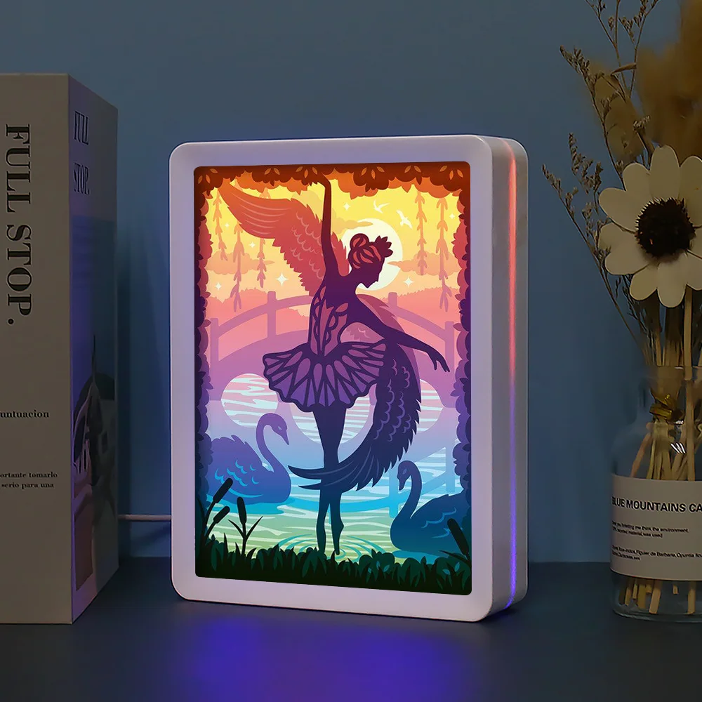 Ballet Paper Cut Light Box Anime Shadow Box Frame Led Lamp Usb Lamp Bedside Table Mood Light For Room Decor Girl Birthday Gift