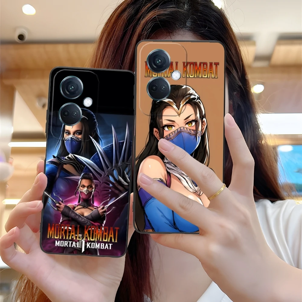 Mortal Kombat Kitana Mobile Cell Phone Case for OPPO Find X5 X3 X2 A93 Reno 8 7 Pro A74 A72 A53 Black Soft Phone Cover Shell