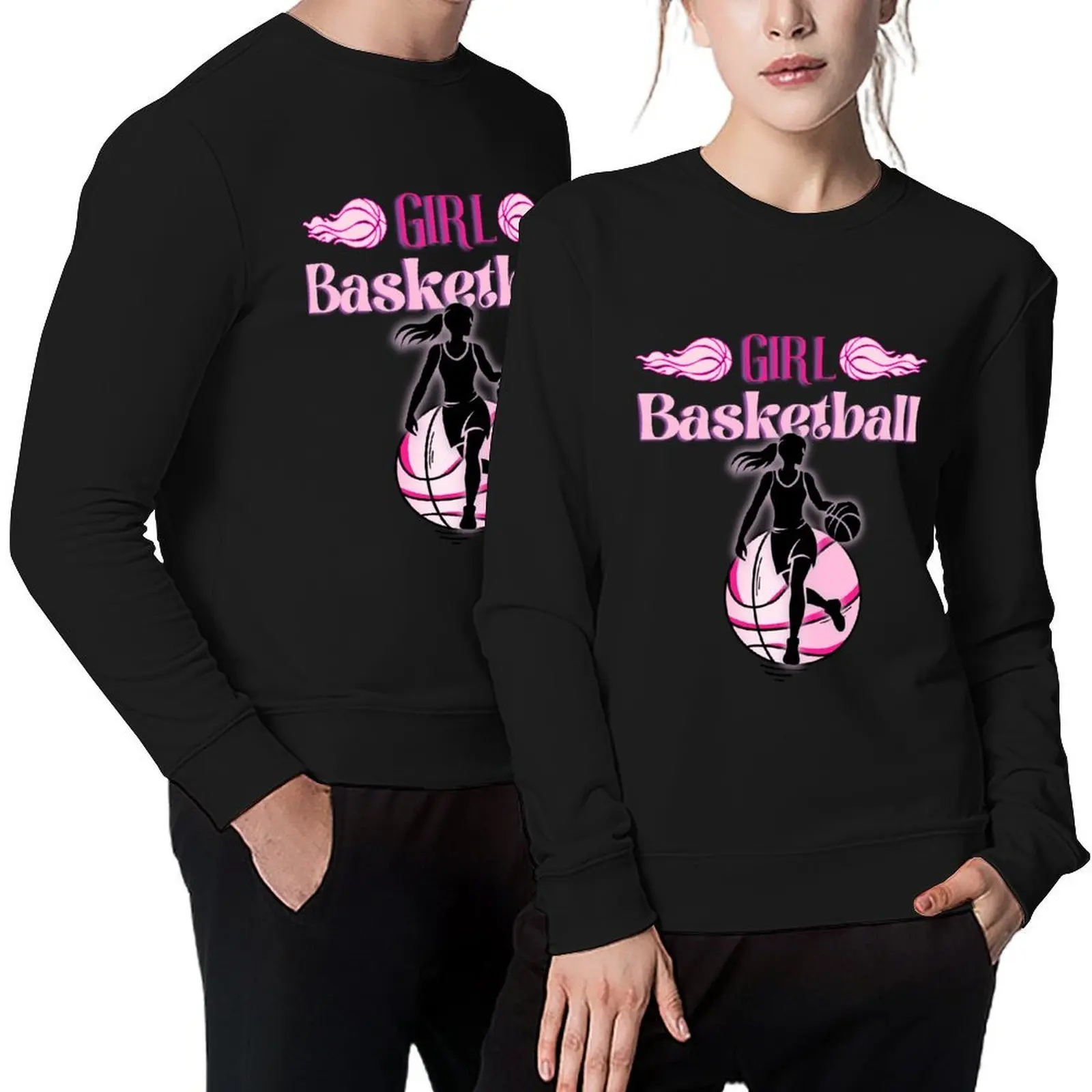 

Girl Basketball Pink Pullover graphic t shirts men men's sweat-shirt anime clothes korean style clothes sweatshirts men