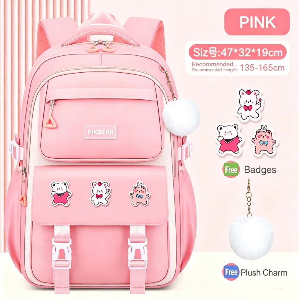 Cute Backpack with Pendant  Waterproof Large Capacity Primary School Bag Lightweight Travel Rucksack 2026 New Style