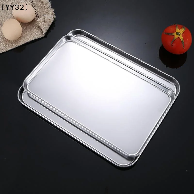 Rectangle Stainless Steel Tray Commercial Buffet Presentation Tray Food Serving Plate Rice Noodle Pan Dishes Organizer〔YY32〕