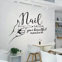 Manicure Nails Studio Logo Wall Decal Girl Nail Beauty Salon Vinyl Wall Sticker Art Home Decor Hand Spa Woman Modern Muraux D051