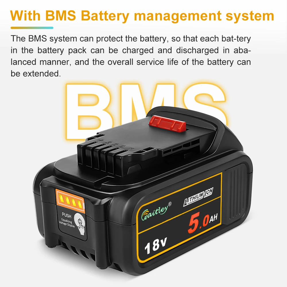 Akumulator litowo-jonowy 18V 5.0Ah kompatybilny z akumulatorem elektronarzędziowym 18V 20V 184 184B-XJ 180 181 182 183