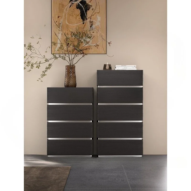 Minimalist high-end chest of drawers Italian light luxury modern simple household living room solid wood storage cabinet