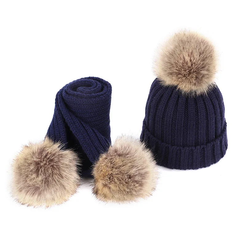 2 3 4 5 6 7 8 9 10 Years Old Boys Girls Winter Warm Hat Knitted Beanie Caps for Kids Toddler Fur Pompom Snow Bonnet