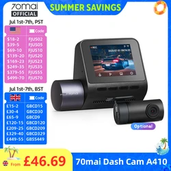 70mai Dash Cam A410 2.5K+1080P Dual-Channel Recording Built-in GPS 24H Parking Surveillance Car DVR 70mai A410