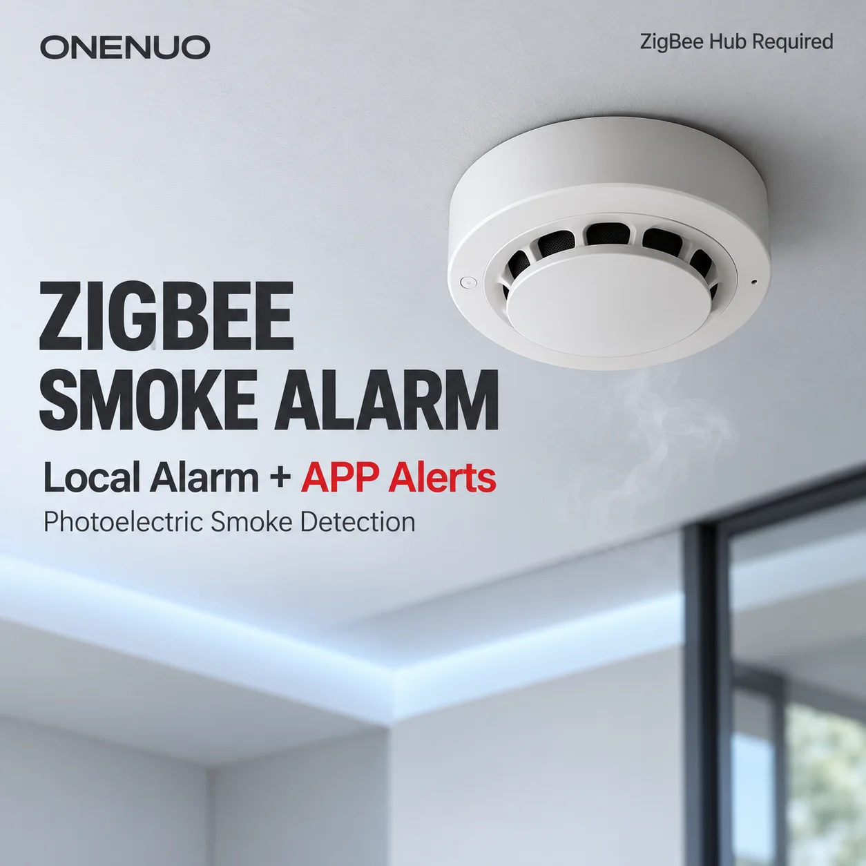 Tuya ZigBee Smoke Detector Photoelectric Smoke Alarm Sensor 90dB App Alert Smart Life Home Security Requires ZigBee Hub