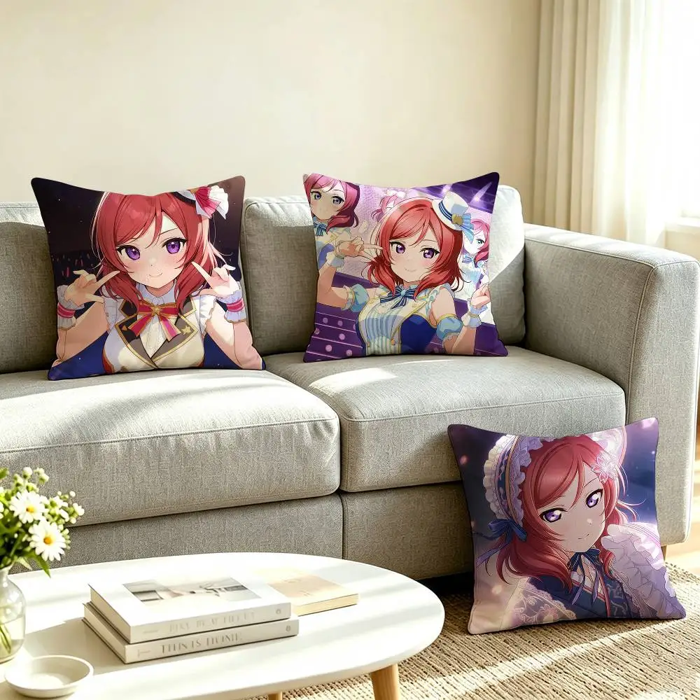 L-Love Live School Idol  Square Double-Sided printed Pillow Case Bedroom Bedside Pillow Sofa Cushion Cover