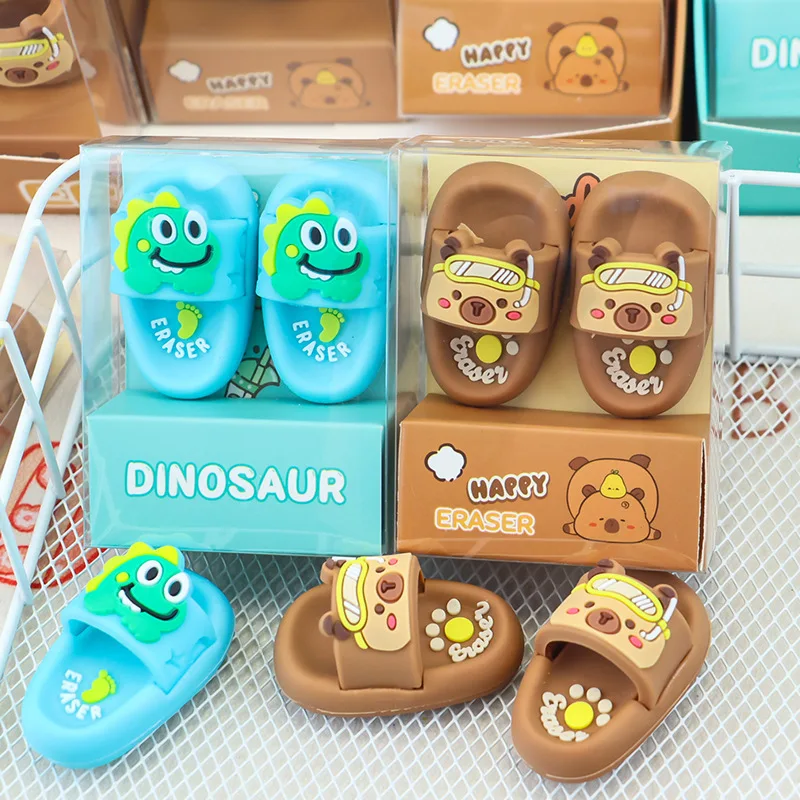 

Cute Cartoon Crocodile Slippers Eraser Simulation Capybara Creative Eraser Children's Fun Stationery Writing Cleaning Eraser